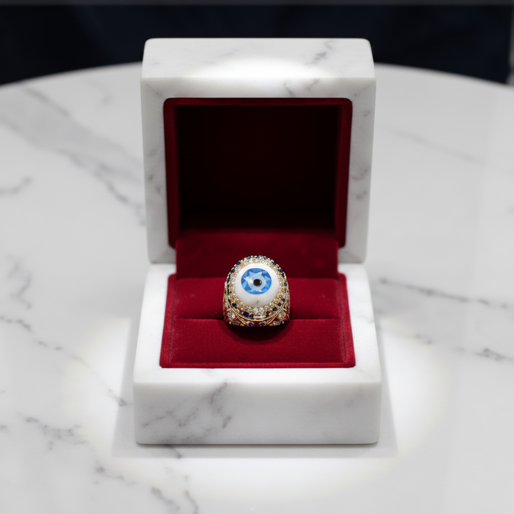 Evil Eye Crystal Statement Ring