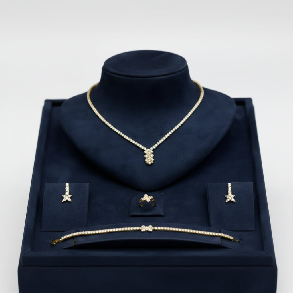 Floral Crystal Pendant Jewelry Set