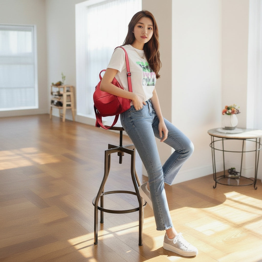 Large Capacity Travel Women's Casual Oxford Cloth Backpack